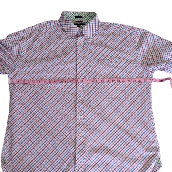 Tommy Hilfiger Button Up Short Sleeve 80's 2 Cotton Plaid Size XXL - Picture 3 of 15